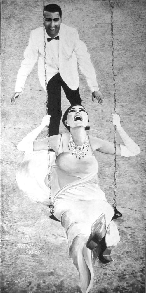 A newly married couple. Joie De Vivre series. Grisaille art by Nikhil Kabadi.