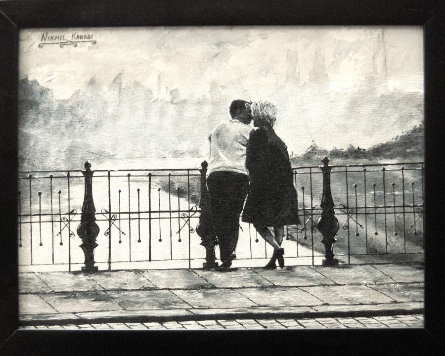 The Kiss series. Kiss - a simple and intimate gesture of a relationship. Grisaille art by Nikhil Kabadi.
