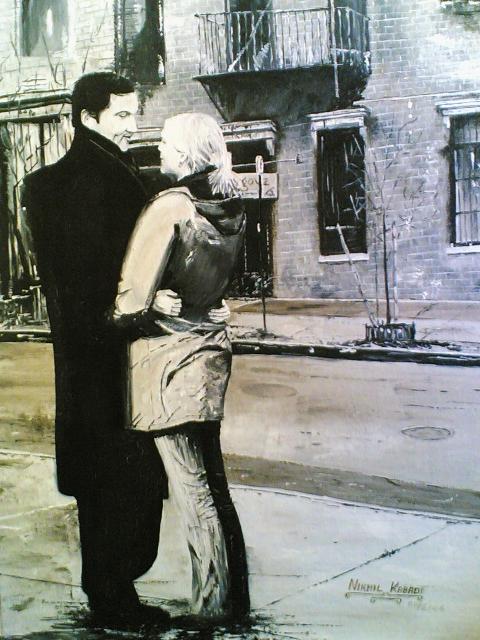 The Kiss series. Kiss - a simple and intimate gesture of a relationship. Grisaille art by Nikhil Kabadi.