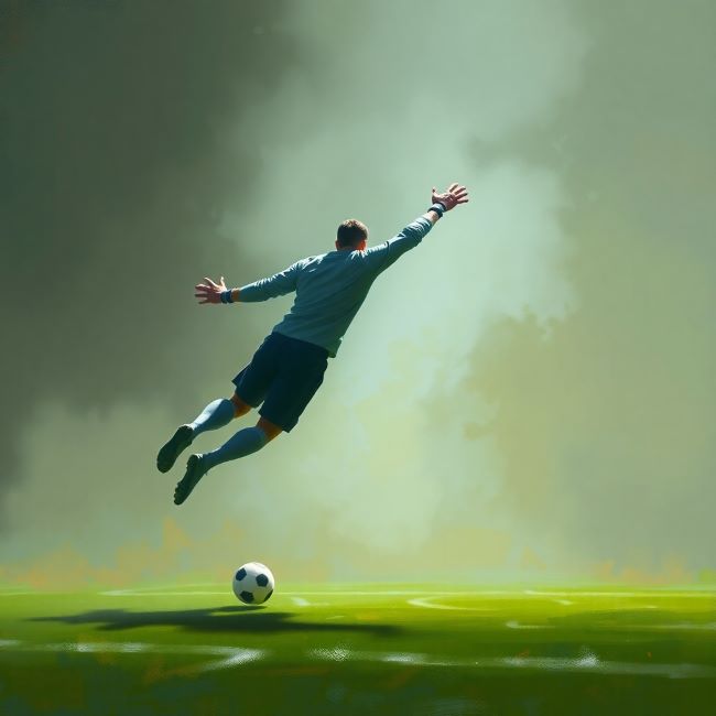 Soccer player jumping to save a goal on nikhilkabadi.com