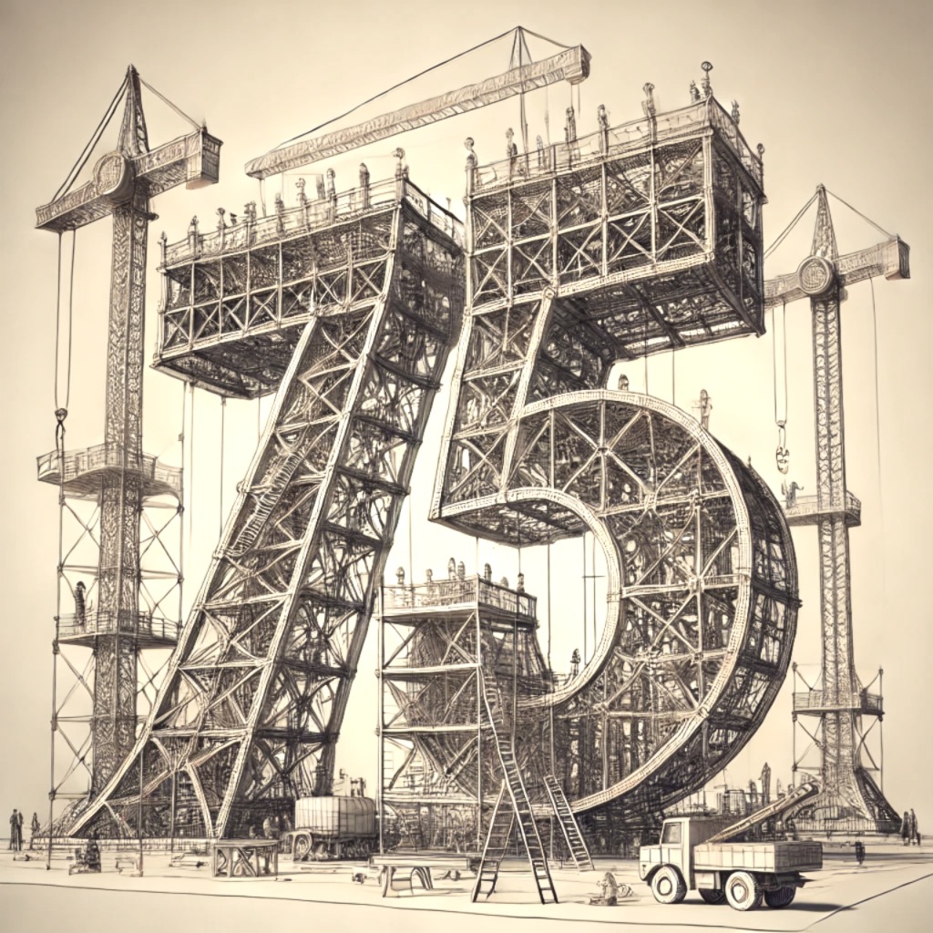 The image depicts the number 75 as an under construction idea using metal with lot of construction equipment around it. This image is used in nikhilkabadi.com
